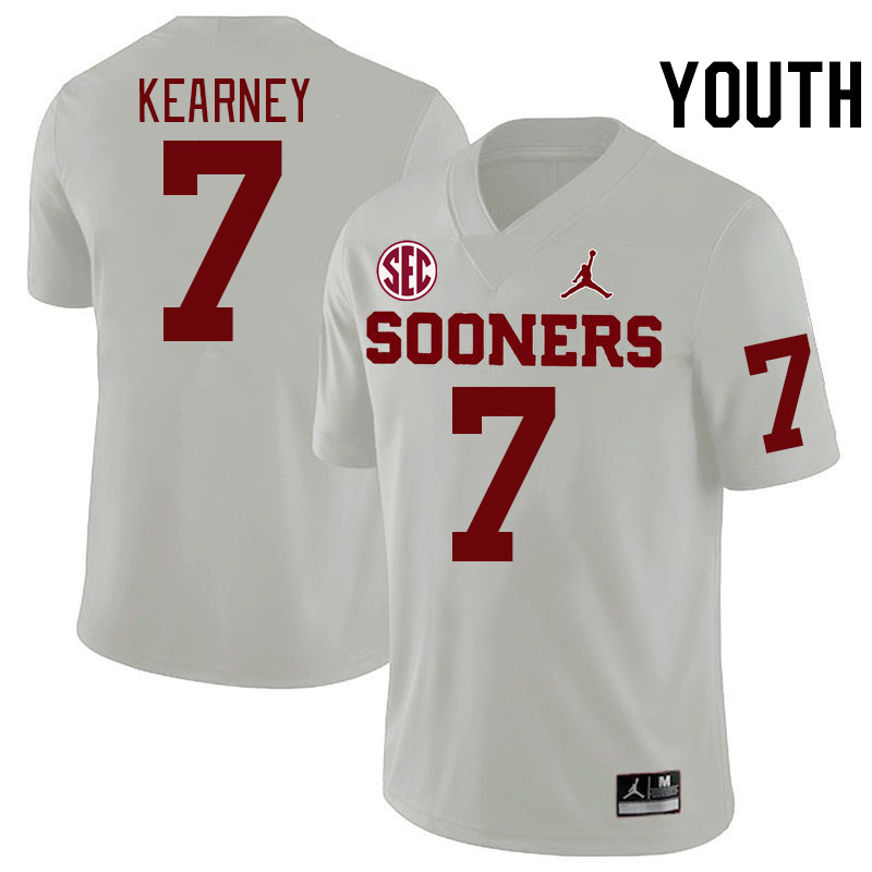 Youth #7 Zion Kearney Oklahoma Sooners 2024 SEC Conference College Football Jerseys-White